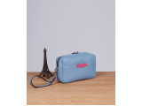 XMAS Clutch and Crossbody - In Natural Milled Leather - Blue Cerulean