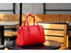 MAYA Duffle bag - In Natural Milled Leather - Orange Red