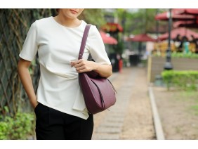 PATOO  Hobo - In Natural Milled Leather - Claret- FP11-92