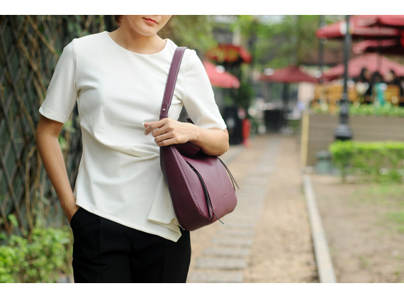 PATOO  Hobo - In Natural Milled Leather - Claret- FP11-92