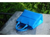 SPRING Satchel bag - In Natural Milled Leather - Blue sea