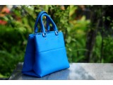 SPRING Satchel bag - In Natural Milled Leather - Blue sea