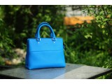 SPRING Satchel bag - In Natural Milled Leather - Blue sea