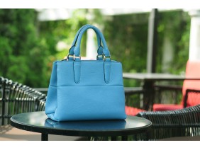 SPRING Satchel bag - In Natural Milled Leather - Blue sea