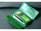 VIC - Ví 3 gấp nữ da bò thật màu Xanh lá cây- FP05-601