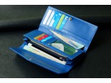 VIC - Ví 3 gấp nữ da bò thật màu Xanh Egyptian- FP05-701