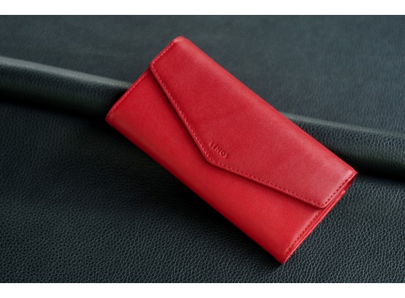 VIC - Ví 3 gấp nữ da bò thật màu cam - FP05-401