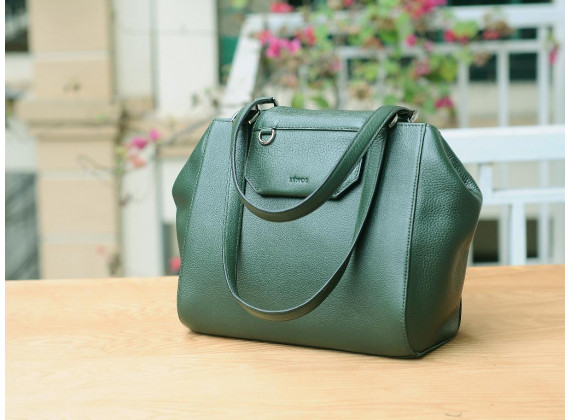 SECRET Tote Bags - In Natural Milled Leather - Green