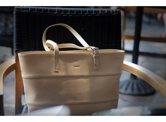 MAINO TOTE  - In Natural Milled Leather - Beige  -GZ59-26