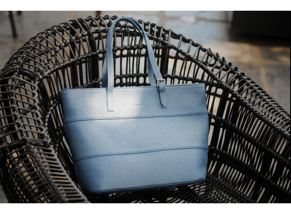 MAINO TOTE  - In Natural Milled Leather - Blue Steel-GZ59-77