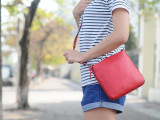 MONTANA crossbody bag  -  In Natural Milled Leather - Red