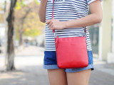 MONTANA crossbody bag  -  In Natural Milled Leather - Red