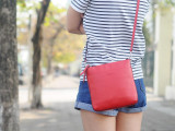 MONTANA crossbody bag  -  In Natural Milled Leather - Red