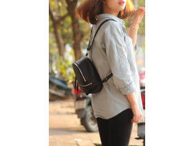 PHIDU BACKPACK - In Natural Milled Leather - Black- FO49-10