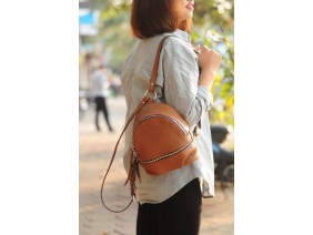 PHIDU BACKPACK - In Natural Milled Leather - Brown-FO49-20