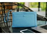 Clutch Plus - In Natural Milled Leather - Blue Cerulean- GR66-76