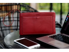 Clutch Plus - In Natural Milled Leather - Red- GR66-34