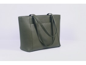 FAR-FLU Tote  - In Natural Milled Leather  - Blue Oliu- 	GP01-61