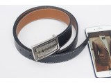 Men's belts - In Natural Milled Leather -  Black & Brown 3.5cm