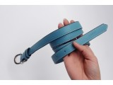 Women's belts - In Natural Milled Leather -  Blue Cerulean