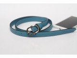 Women's belts - In Natural Milled Leather -  Blue Cerulean