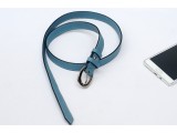 Women's belts - In Natural Milled Leather - Blue Cerulean