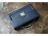 Bag - In Natural Milled Leather - Blue Navy-GO65-71