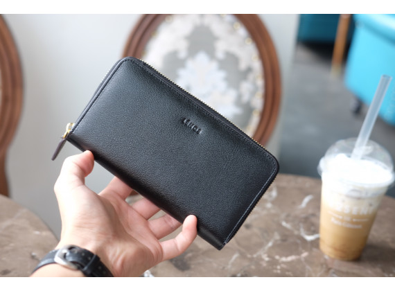WALLET YOKO- Ví nữ da thật - Đen vân hạt mềm - HP74-101