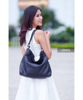 HANM HOBO -In Natural Milled Leather - Black - HT01-10