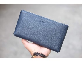 MABEL Clutch - Clutch cầm tay khóa kéo nữ bằng da thật màu Xanh navy- FQ19-71