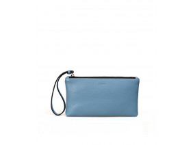 MABEL Clutch - Clutch cầm tay khóa kéo nữ bằng da thật màu Xanh Cerulean - FQ19-76