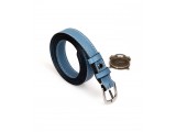 Women's belts - In Natural Milled Leather -  Blue Cerulean